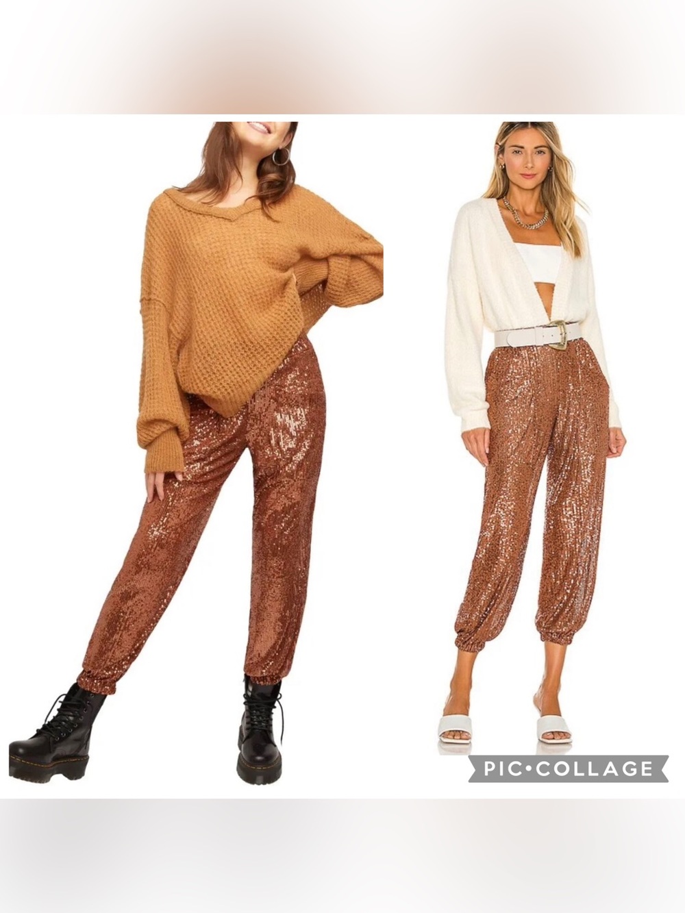 Free People NWT Morelia Sequin Bronze Joggers Size Small